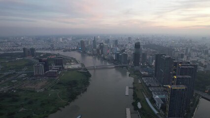 Wall Mural - Aerial view of Ho Chi Minh city or Saigon, in Vietnam