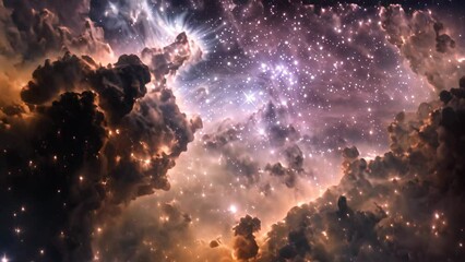 Wall Mural - shimmering nebula with stars scattered in cosmic dust in deep space, featuring shimmering nebulae an