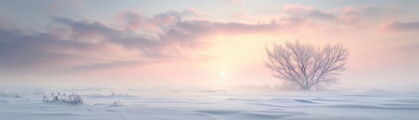 Canvas Print - a tree is standing in a field of snow