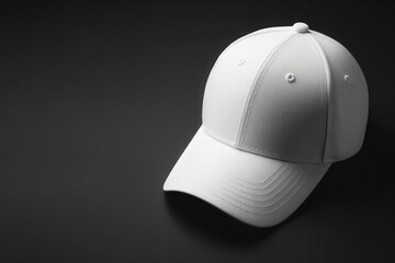 White cap on a black background. Space for text.