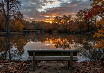 Wall Mural - Autumn Sunrise by the Lake