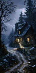 Wall Mural - fantasy cottage in the woods