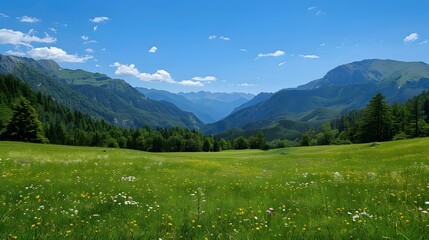 Wall Mural - mountain valley meadow