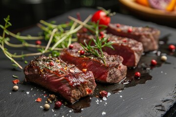 steak marinated with spices