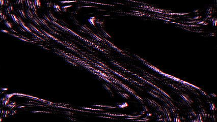Fototapete - Glitch wavy distorted style background. Digital texture with the effect of damaged screen, virus or bug made of curve lines. 3d rendering.