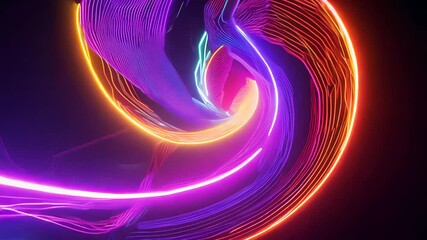 Poster - Colorful Neon Lights Swirling In A Dark Background