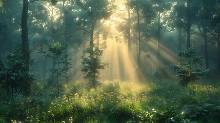 Wall Mural - morning in the forest