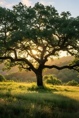 Sticker - The sun shines through the branches of a large tree