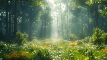 Wall Mural - sun rays in the forest