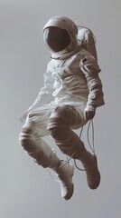 a man in a white spacesuit is floating in the air