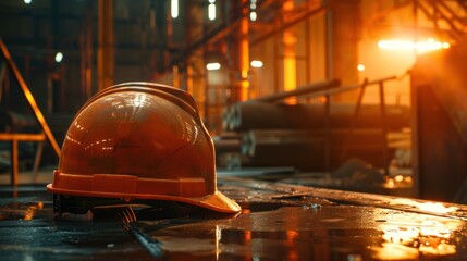 Canvas Print - Hard Hat in Industrial Setting