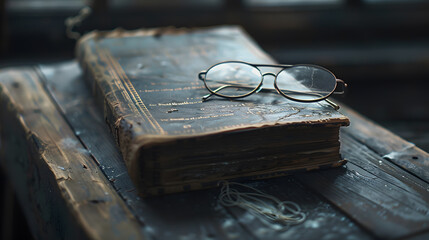 Wall Mural - A pair of glasses sits on top of a book