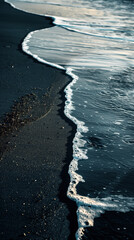Poster - Ocean waves on the edge of a sandy shore line. Background image. Created with Generative AI technology.