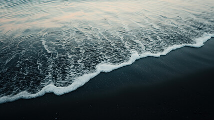 Sticker - Ocean waves on the edge of a sandy shore line. Background image. Created with Generative AI technology.