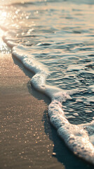 Poster - Ocean waves on the edge of a sandy shore line. Background image. Created with Generative AI technology.