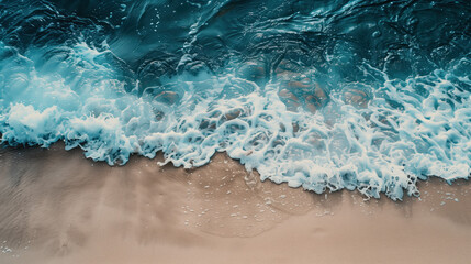 Poster - Ocean waves on the edge of a sandy shore line. Background image. Created with Generative AI technology.