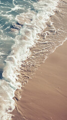 Poster - Ocean waves on the edge of a sandy shore line. Background image. Created with Generative AI technology.