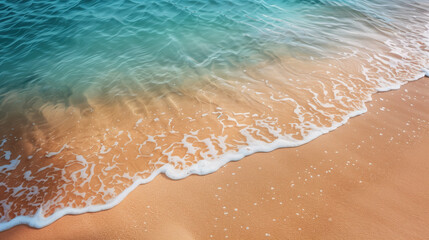 Poster - Ocean waves on the edge of a sandy shore line. Background image. Created with Generative AI technology.