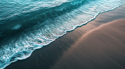 Poster - Ocean waves on the edge of a sandy shore line. Background image. Created with Generative AI technology.