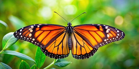 Sticker - Vibrant and delicate monarch butterfly with stunning orange and black wings, nature, beauty, insect, wings, close-up