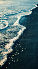 Poster - Ocean waves on the edge of a sandy shore line. Background image. Created with Generative AI technology.