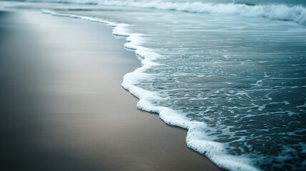Poster - Ocean waves on the edge of a sandy shore line. Background image. Created with Generative AI technology.