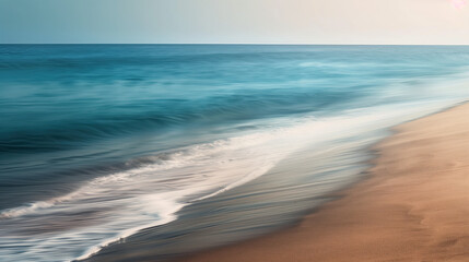 Poster - Ocean waves on the edge of a sandy shore line. Background image. Created with Generative AI technology.