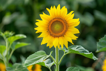 Poster - A bright yellow sunflower in full bloom with a green background, representing summer and growth.