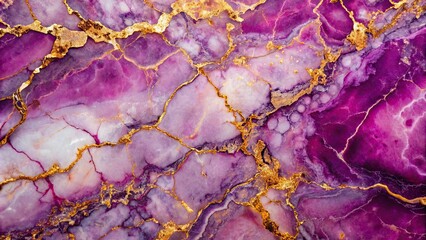 Poster - Purple and pink marble imitation with golden crackles and specks, agate look alike, on a bright rock background, marble, imitation