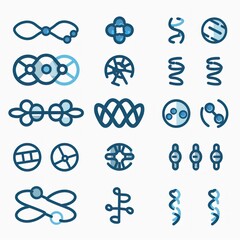 Poster - Set of Blue and White DNA Strand Icons