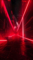 Wall Mural - red neon lights futuristic abstract surreal background