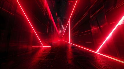 Wall Mural - red neon lights futuristic abstract surreal background