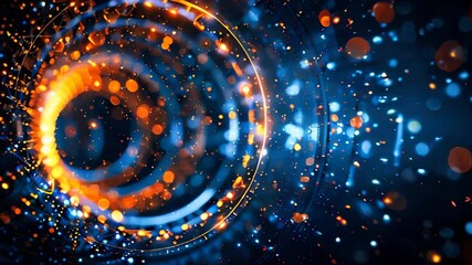 Poster - Abstract futuristic digital background with circular elements and glowing lights