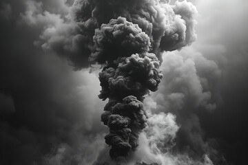 Poster - Huge white smoke clouds explosion on a black background. Created with Generative AI technology.