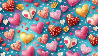 Sticker - seamless pattern with hearts