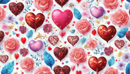 Poster - seamless pattern with hearts