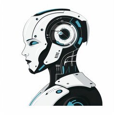 Wall Mural - Futuristic Cyborg Head Profile