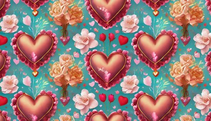 Poster - seamless pattern with hearts