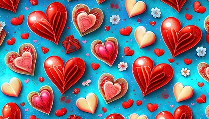 Wall Mural - seamless pattern with hearts