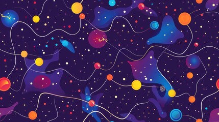 Wall Mural - Abstract Space Galaxy Background with Colorful Planets