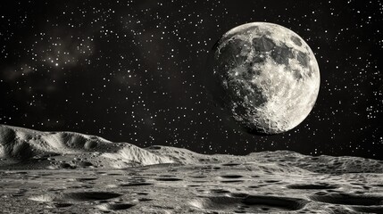 Wall Mural - Moon with empty space available