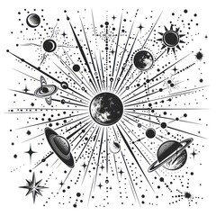 Canvas Print - Cosmic Burst: A Celestial Tapestry of Stars and Planets