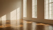 © Roman - Sunlight streams through tall windows, casting long shadows on the hardwood floors of an empty room