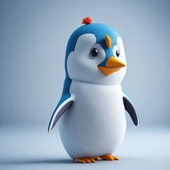 Sticker - a blue and white penguin with a red nose