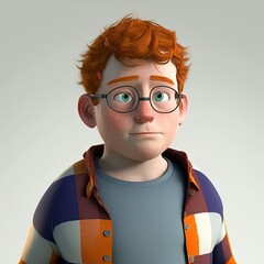 Poster - a cartoon boy with glasses and a sweater