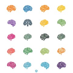 Poster - Colorful Brain Icons: A Graphic Design Pattern