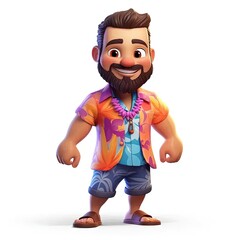 Sticker - a cartoon man with a beard and a colorful shirt