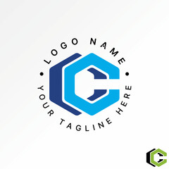Poster - Logo design graphic concept creative premium vector stock letter initial C or CC font shadow gradient hexagon. Related to monogram typography branding