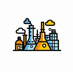 Canvas Print - Chemical Industry Skyline - Cartoon Illustration