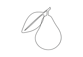 Pear fruits continuous one line drawing vector illustration. Premium vector